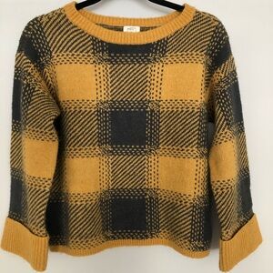 a.n.a Mustard and Black Plaid Women's Sweater Size PS